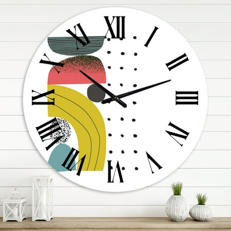 Designart 'Colorful Geometric Abstract Art Collage I' Modern Wall Clock