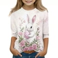 thumbnail image 2 of Blusas y camisas de manga larga con cuello redondo para niños con estampado de día de Pascua, manga 3/4/cuello redondo tres cuartos, camisa inferior y superior para niños, parte superior de poliéster, 2 of 5