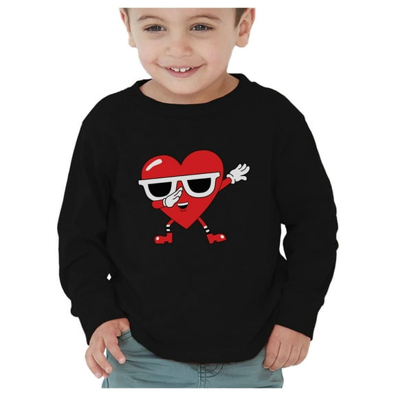 Tstars Boys Unisex Valentine's Day Awesome Shirts for Kids Love Dabbing Heart Love Dab Valentine's Day Gift Idea for Boy Toddler Kids Long Sleeve T Shirt