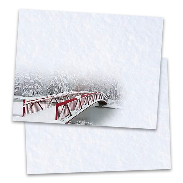PaperDirect New Fallen Snow and Bridge Postcards, Standard Size, 100 Count
