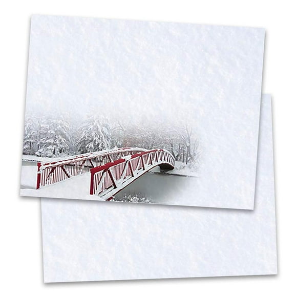 PaperDirect New Fallen Snow and Bridge Postcards, Standard Size, 100 Count