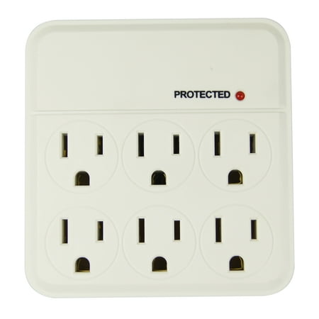 Hyper Tough 6-Outlet Surge Tap 1000-Joule Protection, White
