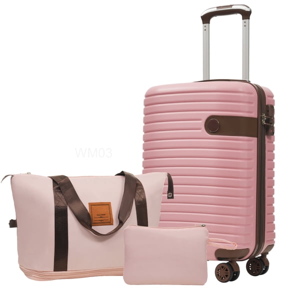 Airline Approved 20" Pink Hardshell Luggage Set, 3PC Lightweight ABS Suitcase with Spinner Wheels & TSA Lock
