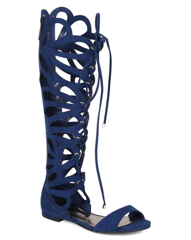 navy blue gladiator heels