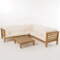 thumbnail image 2 of ACE-PATIO, 4 PCS, OANA Outdoor Wooden Sectional Set with Cushions,2 Corner Benches,1 Corner Seat & 1 Table, for Patio, Backyard, Porch, Garden(Beige), 2 of 9