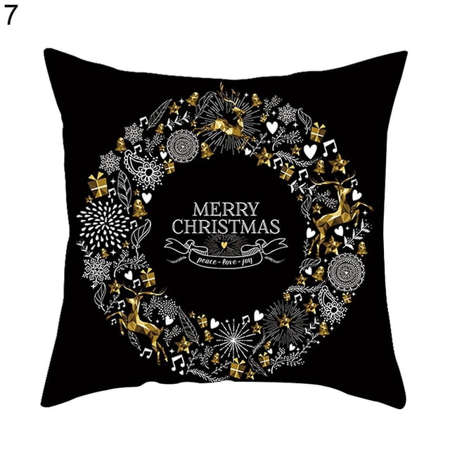 Funda de almohada con estampado de ciervos, funda de cojín de poliéster decorativa elástica para el hogar