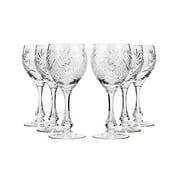Set of 6 Neman Glassworks, 10-Oz Hand Made Vintage Russian Crystal Wine Glasses, Cut Crystal Goblets on a Stem, Old-fashioned Glassware