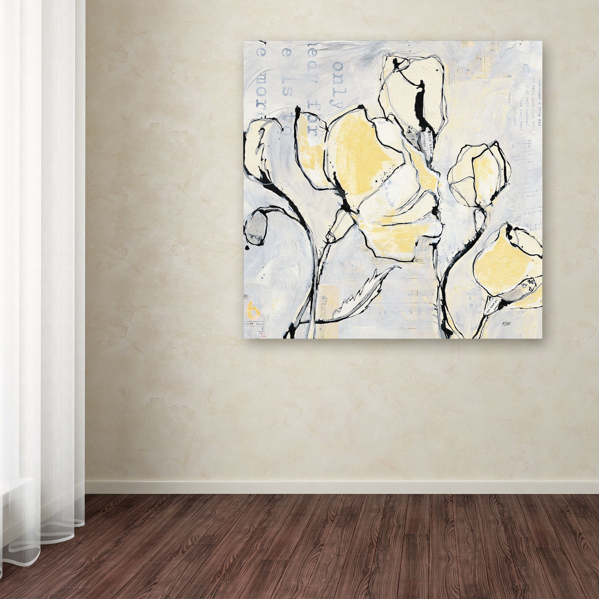 Trademark Fine Art '16 Again II with Yellow' Canvas Art by Kellie Day
