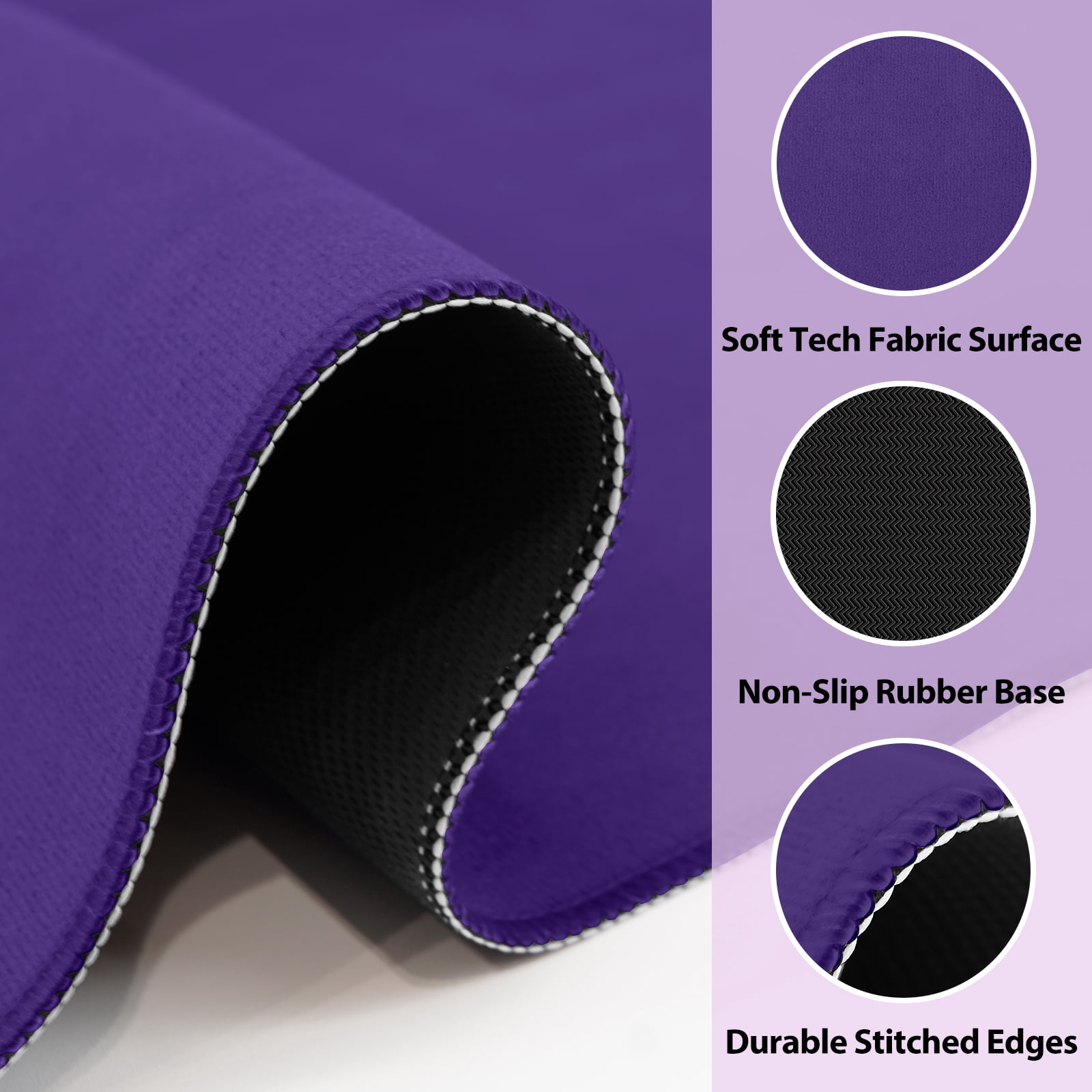 Noise Reducing Anti-Slip Table Cover Pad | Portable Game Mat for Mahjong, Poker, Cards, Dominoes with Carry Bag (Purple)