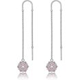 thumbnail image 1 of pares de pendientes de plata de ley S925 con cadena de enhebrador para mujer, con barra envolvente, código de producto 78536, 1 of 5