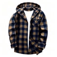 thumbnail image 4 of Qgtaibl Womens Drawstring Hoodie Shirts Fall Long Sleeve Plaid Tops with Pocket Loose Fit Button Down Casual Jacket Blouses Coffee XXL, 4 of 5