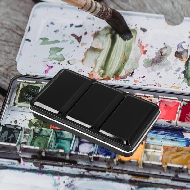 OUNONA Estuche De Acuarela De Metal Negro Vacío Con Compartimentos Para Viajes