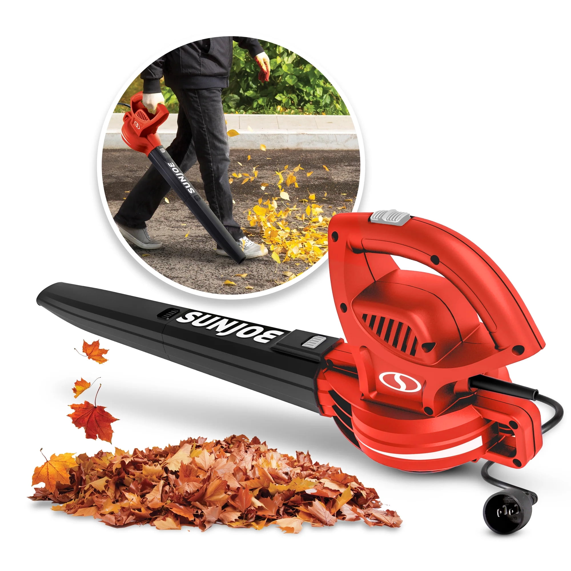 Open Box Sun Joe 6-Amp 155 mph Corded Handheld Leaf Blower, Light-Duty Lawn Tool, Red
