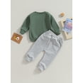 thumbnail image 4 of Bagilaanoe 2PCS Toddler Baby Boy Long Pants Set Letter Print Long Sleeve Sweatshirt Pullover Tops + Drawstring Sweatpants 6M 12M 18M 24M 3T Kids Casual Sweatsuits, 4 of 9