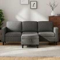 MUZZ 78’’w Small Sectional Sofa and Couch for Living Room, L Shaped 3 Seater Sofa with Storge Ottoman, Convertible Sectional Sofa Couch for Small Space, Dark Grey