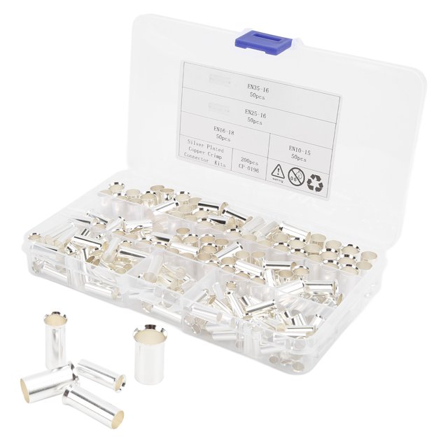 Wire Terminals Kit, 200 Pieces 2-8 Gauge Wire Ferrules Electrical Cable Terminals Copper Crimp Connector For Car Amplifiers Appliances