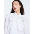 thumbnail image 4 of Free Assembly Women's Cotton Tie Neck Blouse with Long Puff Sleeves, Sizes XS-XXL, 4 of 5