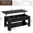 thumbnail image 2 of YEXJ Lift Top Coffee Table with Hidden Compartment and Storage Shelf, Rising Tabletop Dining Table for Living Room Reception Room, 47.5in L, Black, 2 of 10