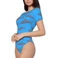 thumbnail image 2 of Fotbe Party Shark Cute Women's Crew Neck Short Sleeves Bodysuit Tops Round Neck Slim Sleeveless Soft Comfortable Basic-Medium, 2 of 9