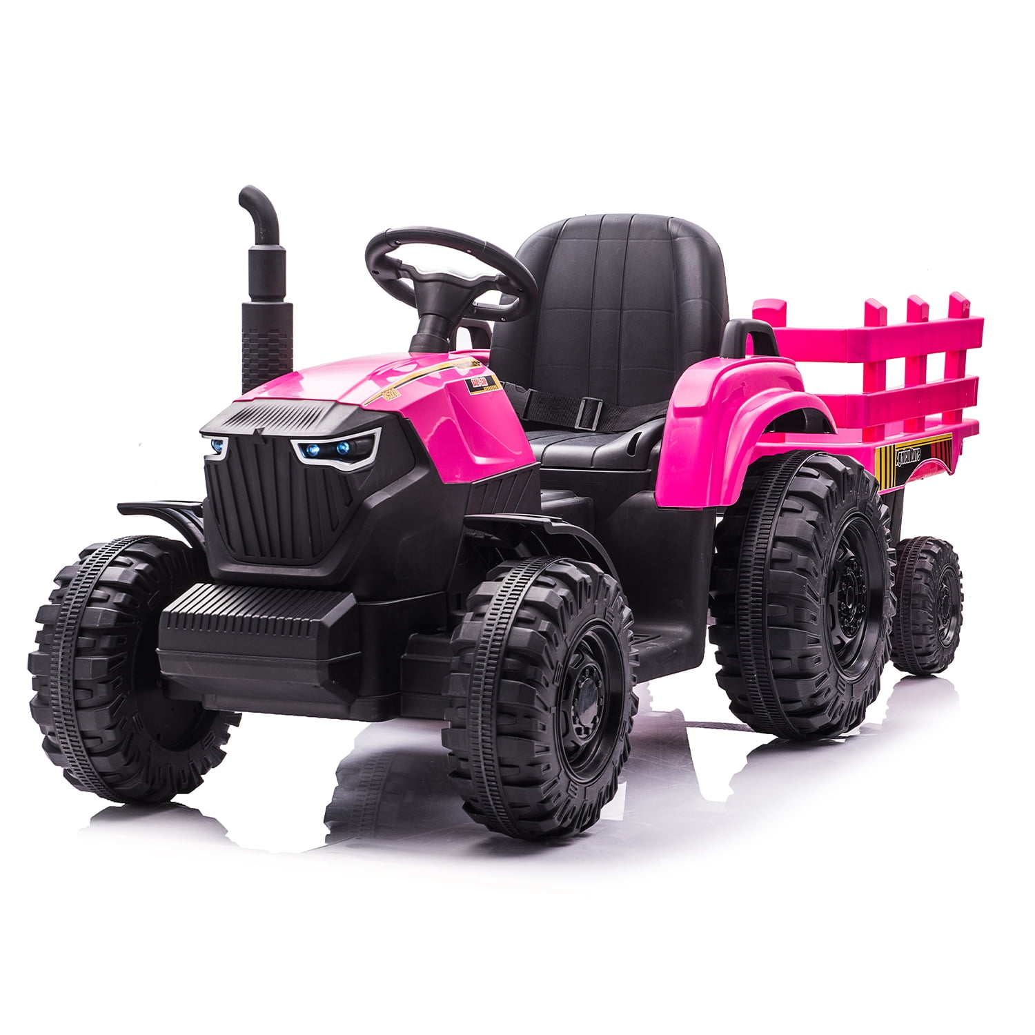 CIPACHO 24V Electric Ride On Tractor Car for Kids with Trailer, USB, LED Lights, Safety Belt, Tractor Sound (No Music), Pink CIPACHO 24V Electric Ride On Tractor Car for Kids with Trailer, USB, LED Lights, Safety Belt, Tractor Sound (No Music), Pink