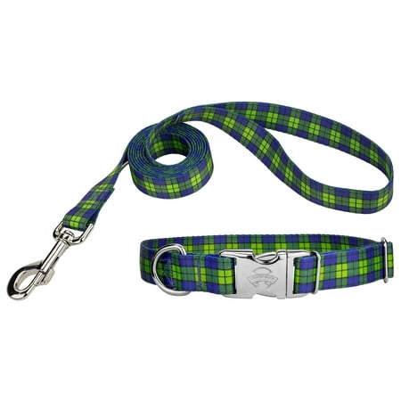 Country Brook Design® Blue and Green Plaid Premium Dog Collar & Leash