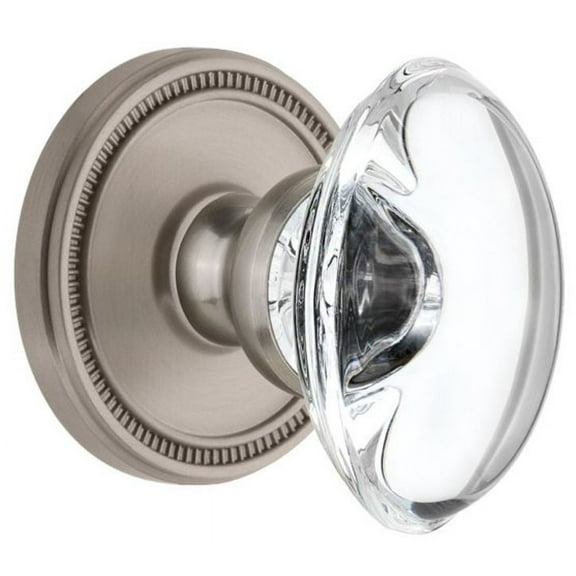 Grandeur Solpro_Prv_238 Soleil Solid Brass Rose Privacy Door Knob Set - Nickel