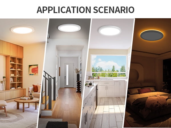 MW 12 Inch LED Flush Mount Night Lights, 24W，1500Lm，2700K-5000K 5CCT, Dimmable,Ceiling Lamp Surface Mount Round Lighting Fixture For Bedroom Living Room，White