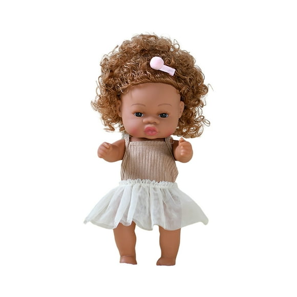 Fridja 14inch Black Doll Full Enamel Doll Doll Puppet Explosives Head Enamel Doll Girl Toy，Children's Birthday Gifts Christmas Gifts Christmas Gift for Kids
