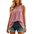 thumbnail image 4 of Women's Summer Tops Boho Tank Tops Crewneck Sleeveless Shirts Casual Flowy Lace Swiss Dots Blouses Trendy Clothing, 4 of 6