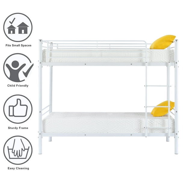 Iron Bed Bunk With Ladder Kids Twin, Bunk Bed Ladder Pads