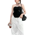 thumbnail image 2 of Gupgi Women Split Tube Tops Summer Solid Color Strapless Bandeau Top, 2 of 9