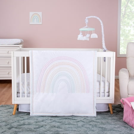 UPC: 0846216061950 | Trend Lab 100% Cotton Rainbow 3 Piece Crib Bedding Set in Pink Yellow Green Blue White