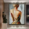 thumbnail image 4 of Original portrait, elegant female acrylic abstract oil painting, original handmade oil painting, female gift, living room wall decoration,91*61cm (36*24) inches,stretched + black frame, 4 of 5