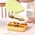 thumbnail image 1 of Fiambrera Bento térmica verde con compartimentos | Recipiente hermético de 1670 ml apto para microondas | Incluye cubiertos para estudiantes y oficinistas | Plástico sin BPA para almacenar alimentos, 1 of 6