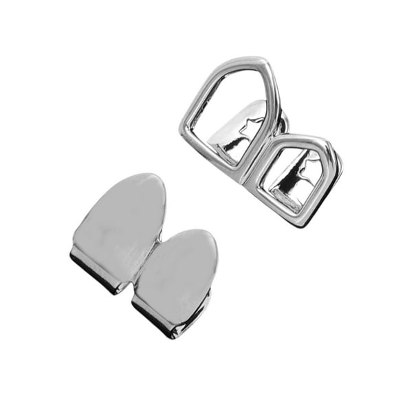 Unique Bargains 1 Set Fake Teeth Grills Fashion for Hip Hop Gift Silver Tone