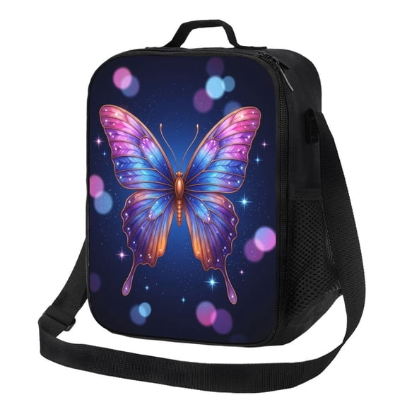 Butterfly Insulated Lunch Bag For Women Men Reusable Lunch Box Cooler Bag Large Leakproof Lunch Tote With Adjustable Shoulder Strap For Adult Work Picnic Camping Beach Office