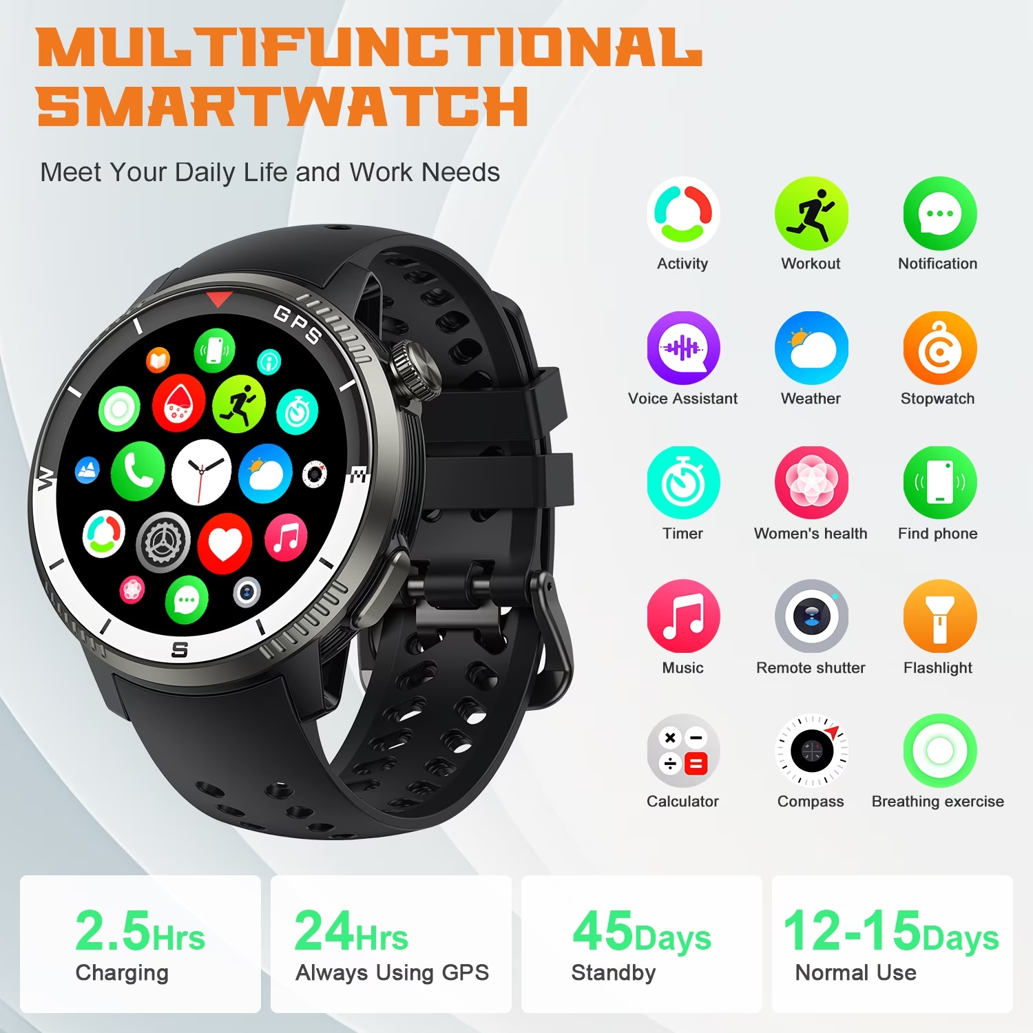 Btootos GPS Smart Watch with AMOLED Display, 1.43", 170+ Sports Modes photo 2