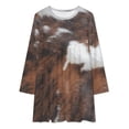 thumbnail image 2 of Cow Hide Brown & White Loose Dress Evening Dress Summer Dresses for Women Luxury Dress Long Sleeved Dress, 2 of 4