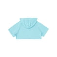 thumbnail image 4 of Hansber Kids Girls Short Sleeve Hooded Crop Top Solid Color Short Hooded Sweatshirt Stage Performance Light Blue 8, 4 of 7