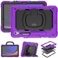 thumbnail image 2 of Case for Samsung Galaxy Tab S10 Lite/S10 FE/S9 FE/S9, 360 Rotating Stand Handle Pencil Holder Shoulder Strap Heavy Duty Shockproof Cover, Purple, 2 of 7