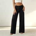 thumbnail image 5 of Hurxie Women's Linen Dressy Work Casual Pants Summer Business Straight Wide Leg Cotton Linen Trouser Pants Black,M, 5 of 8