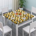 thumbnail image 3 of Black White Checker Sunflower Pattern Square Fitted Tablecloth with Elastic Edge,Square Table Cover,Washable Elastic Table Cover for Home Kitchen Party Decor 34"x34", 3 of 6