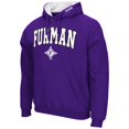 thumbnail image 2 of Men's Colosseum Purple Furman Paladins Arch & Logo 3.0 Pullover Hoodie, 2 of 3
