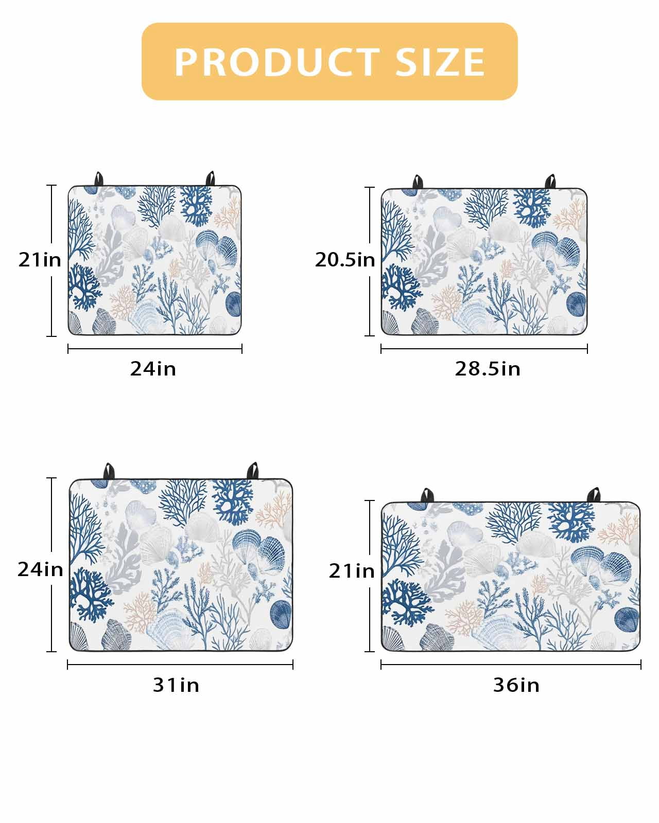 nqOlkjepod Large Induction Cooktop Protector Mat 24"x21", Coastal Blue Coral Stove Top Covers for Electric Stove, Summer Watercolor Ocean Sea Shell Stove Burner Cover Mats, Glass Top Stove Cover