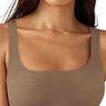 thumbnail image 4 of Camiseta Sin Mangas Corta Cuello Cuadrado Color Puro Cómodo Moda Transpirable Casual para Fiesta Compras Marrón L, 4 of 6