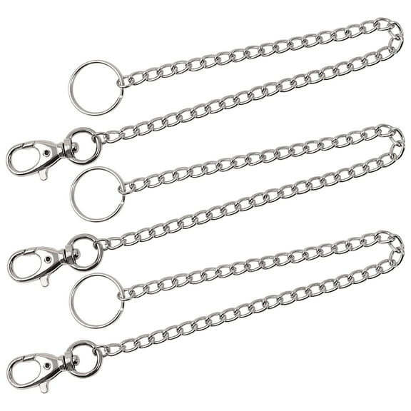 Metal 12.2" Long Lobster Clasp Hook Ring Holder Keychain Keyring Silver Tone 3Pcs