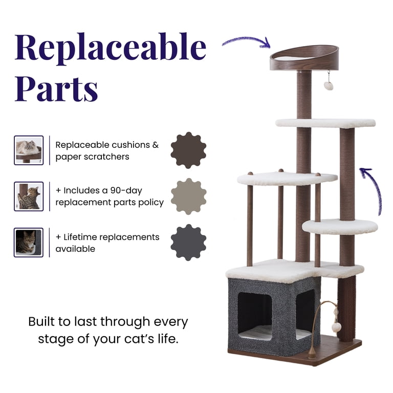 Catry® Trinity 5-Level Cat Tree with Washable Beds, Recycled Paper