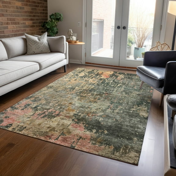 Addison Rugs Chantille Indoor/Outdoor Transitional Abstract Sage Washable Rectangle Rug, 10' x 14'