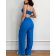 thumbnail image 3 of Conjunto de top de tubo fruncido y pantalones de cintura alta: tirantes finos, cintura elástica, azul liso, talla XL Summer Chic, 3 of 5