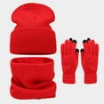 thumbnail image 2 of PMVFHDE Solid Color Daily Casual Winter Hat Scarf Gloves Set for Outdoor Activities Warm Comfort Set Cold Weather Knit Hat Set Unisex Winter Accessories Red, 2 of 6